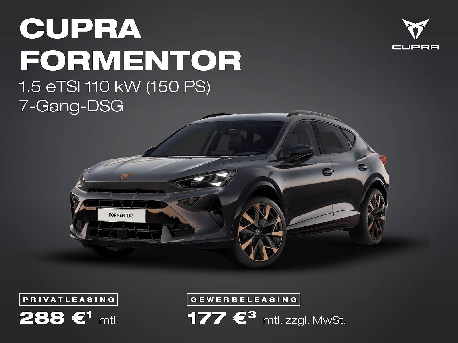 CUPRA Formentor, Leasingangebote für Privat- und Gewerbekunden CUPRA Formentor, schwarz