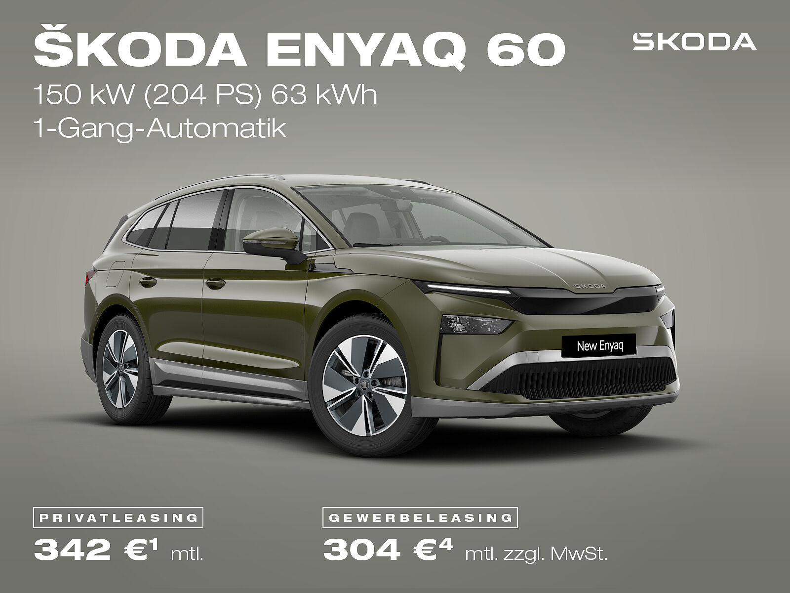 Škoda Enyaq 60 Leasingangebote Škoda Enyaq 60, grün